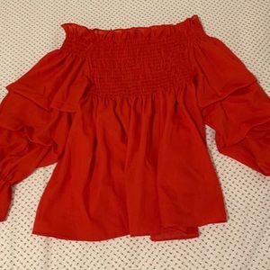 Red Blouse Off Shoulders Top